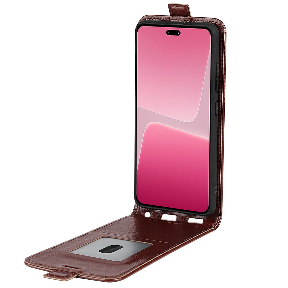 For Xiaomi 13 Lite / Civi 2 5G Card Holder Vertical Flip Phone Case Crazy Horse Texture PU Leather Cover
