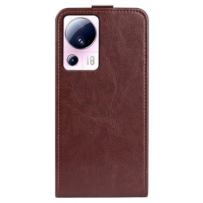 For Xiaomi 13 Lite / Civi 2 5G Card Holder Vertical Flip Phone Case Crazy Horse Texture PU Leather Cover