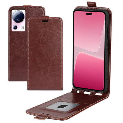 For Xiaomi 13 Lite / Civi 2 5G Card Holder Vertical Flip Phone Case Crazy Horse Texture PU Leather Cover