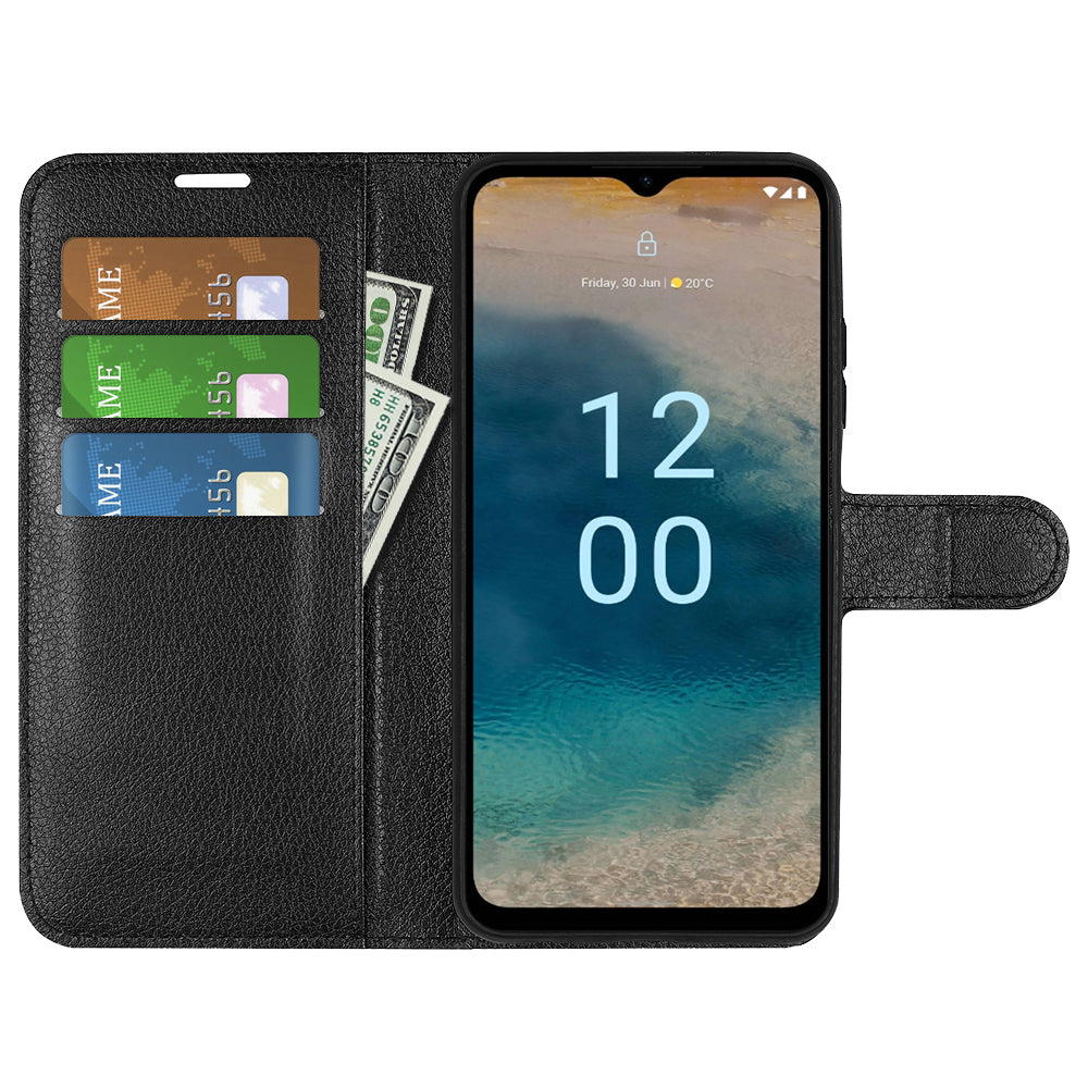 PU Leather Shell for Nokia G22 Anti-scratch Litchi Texture Phone Case Wallet Stand Flip Cover