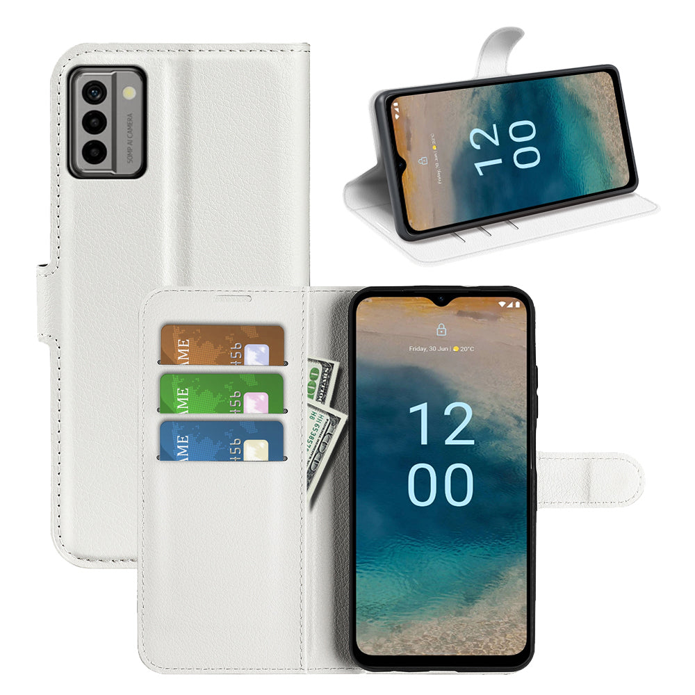 PU Leather Shell for Nokia G22 Anti-scratch Litchi Texture Phone Case Wallet Stand Flip Cover