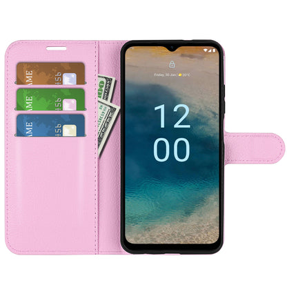 PU Leather Shell for Nokia G22 Anti-scratch Litchi Texture Phone Case Wallet Stand Flip Cover