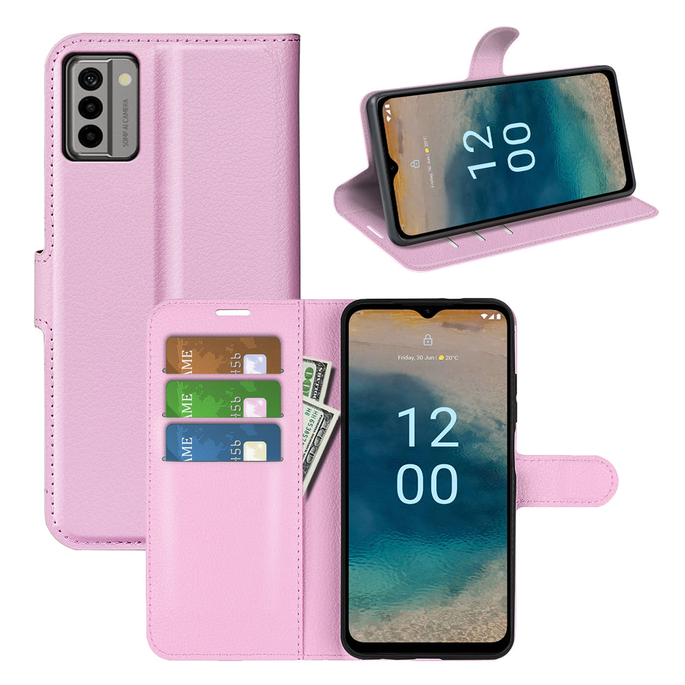 PU Leather Shell for Nokia G22 Anti-scratch Litchi Texture Phone Case Wallet Stand Flip Cover