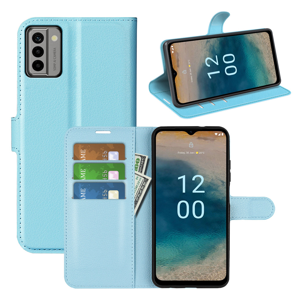 PU Leather Shell for Nokia G22 Anti-scratch Litchi Texture Phone Case Wallet Stand Flip Cover