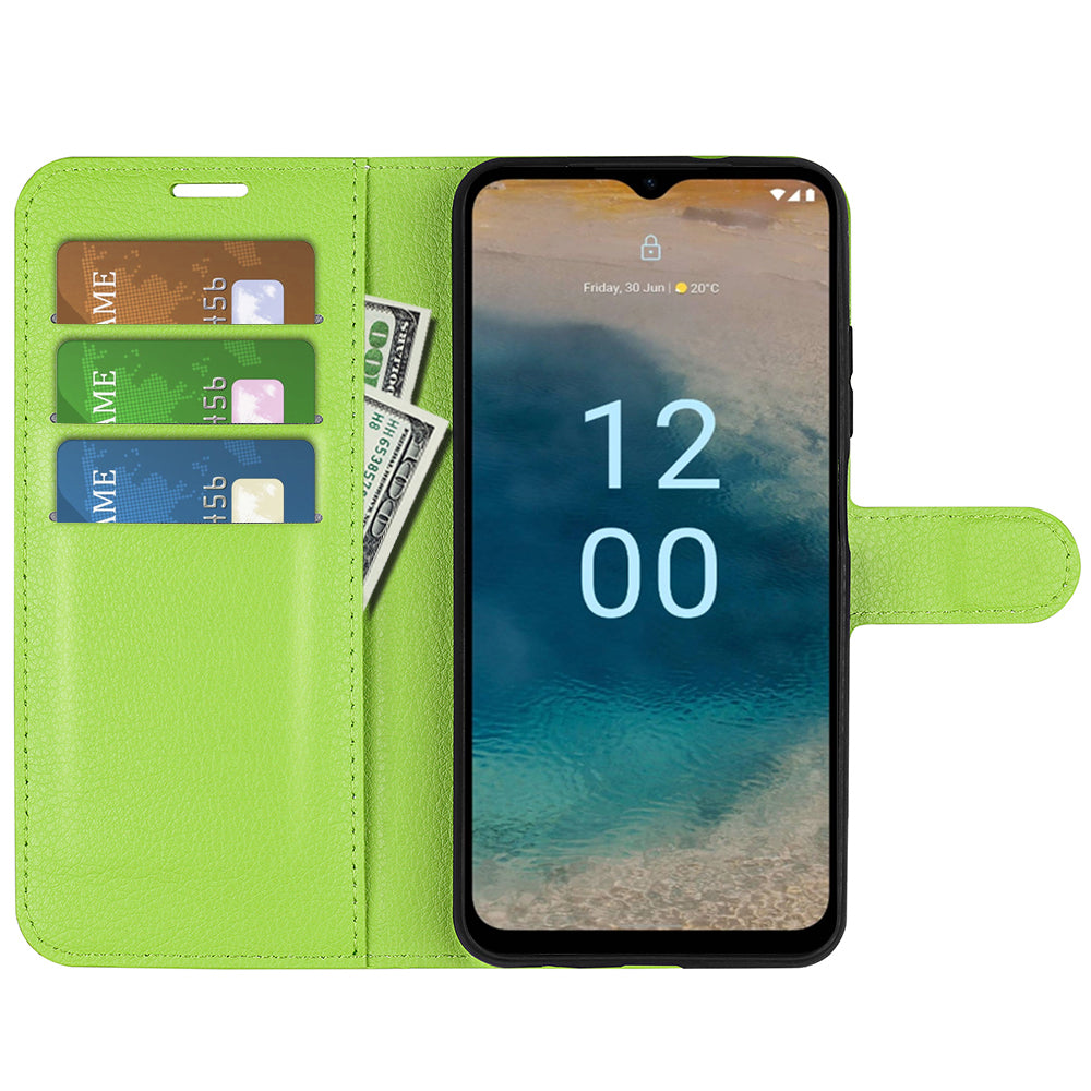 PU Leather Shell for Nokia G22 Anti-scratch Litchi Texture Phone Case Wallet Stand Flip Cover