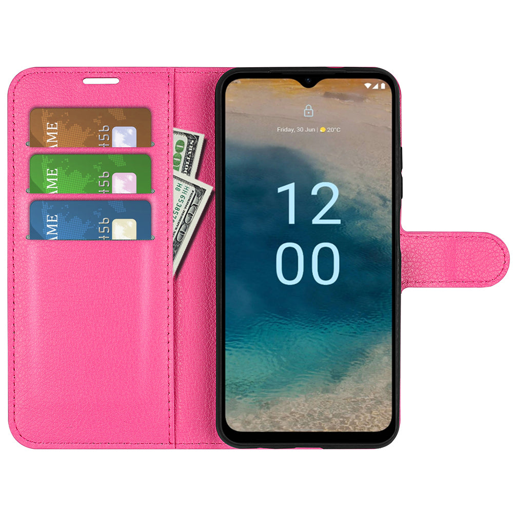 PU Leather Shell for Nokia G22 Anti-scratch Litchi Texture Phone Case Wallet Stand Flip Cover