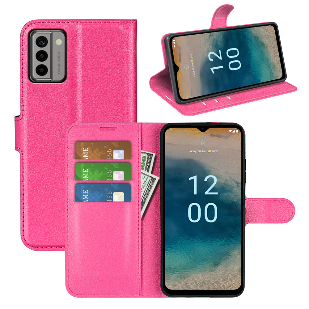 PU Leather Shell for Nokia G22 Anti-scratch Litchi Texture Phone Case Wallet Stand Flip Cover