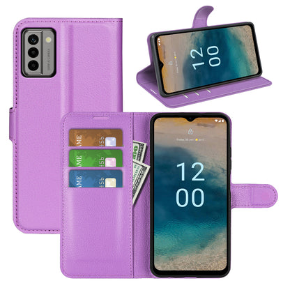 PU Leather Shell for Nokia G22 Anti-scratch Litchi Texture Phone Case Wallet Stand Flip Cover