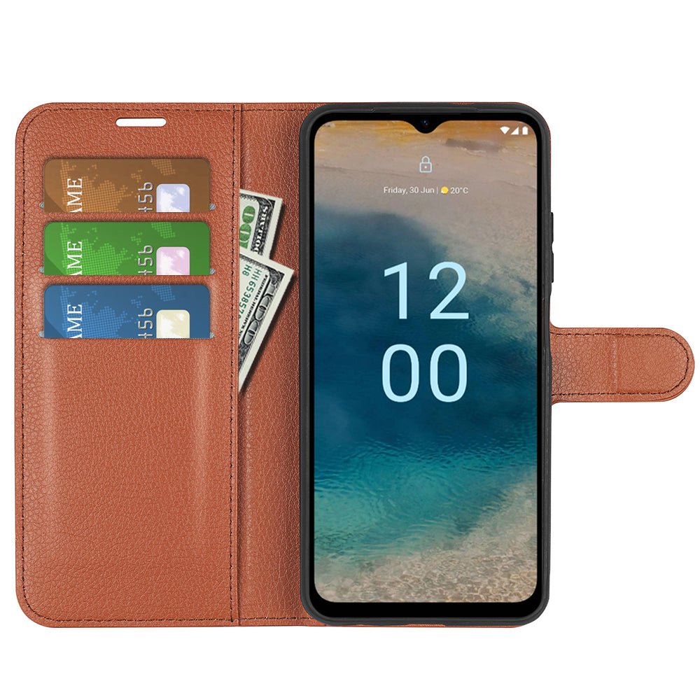 PU Leather Shell for Nokia G22 Anti-scratch Litchi Texture Phone Case Wallet Stand Flip Cover
