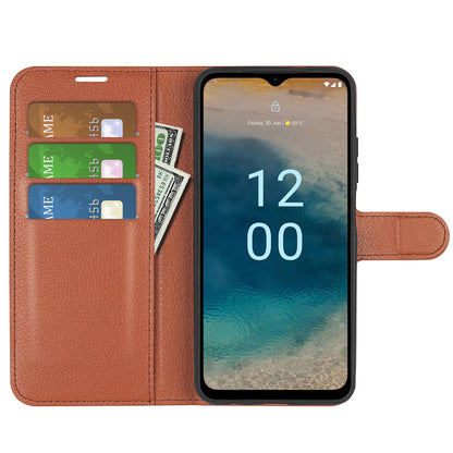 PU Leather Shell for Nokia G22 Anti-scratch Litchi Texture Phone Case Wallet Stand Flip Cover