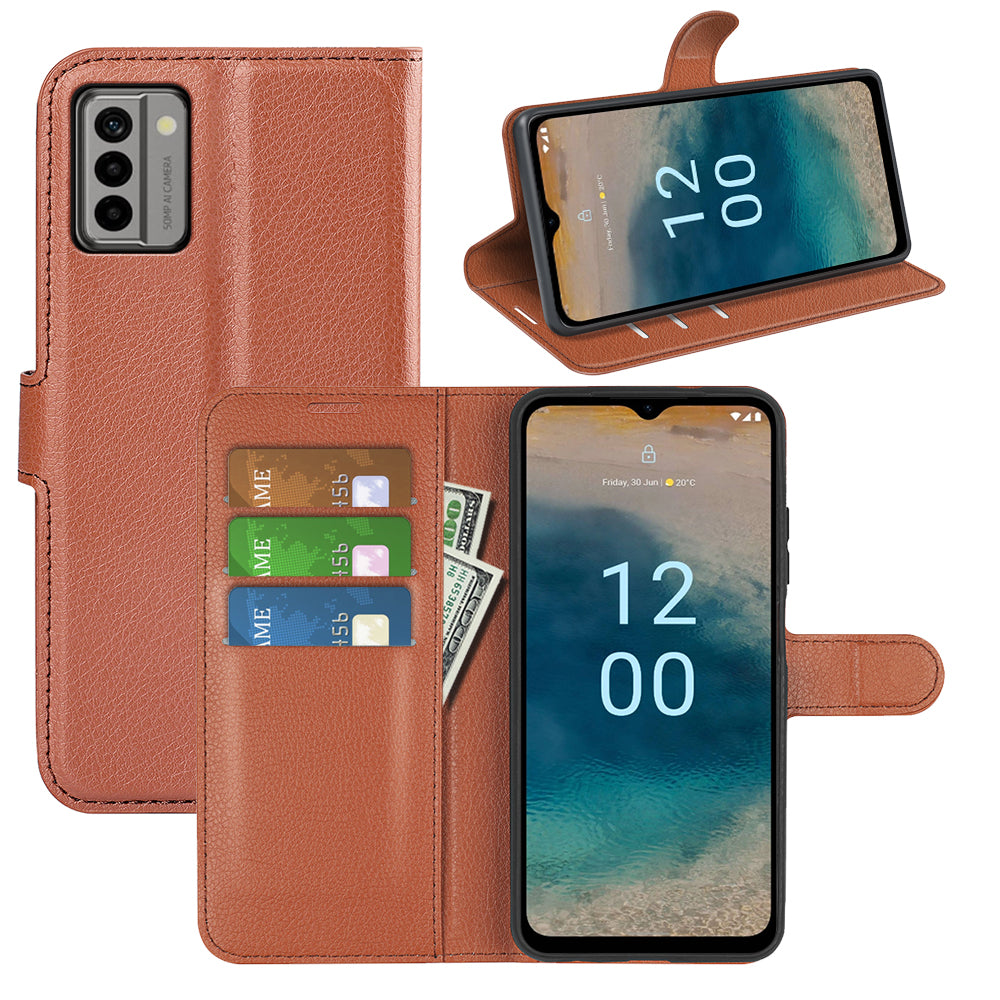 PU Leather Shell for Nokia G22 Anti-scratch Litchi Texture Phone Case Wallet Stand Flip Cover