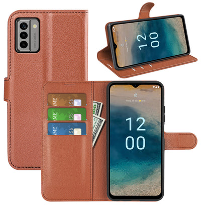 PU Leather Shell for Nokia G22 Anti-scratch Litchi Texture Phone Case Wallet Stand Flip Cover