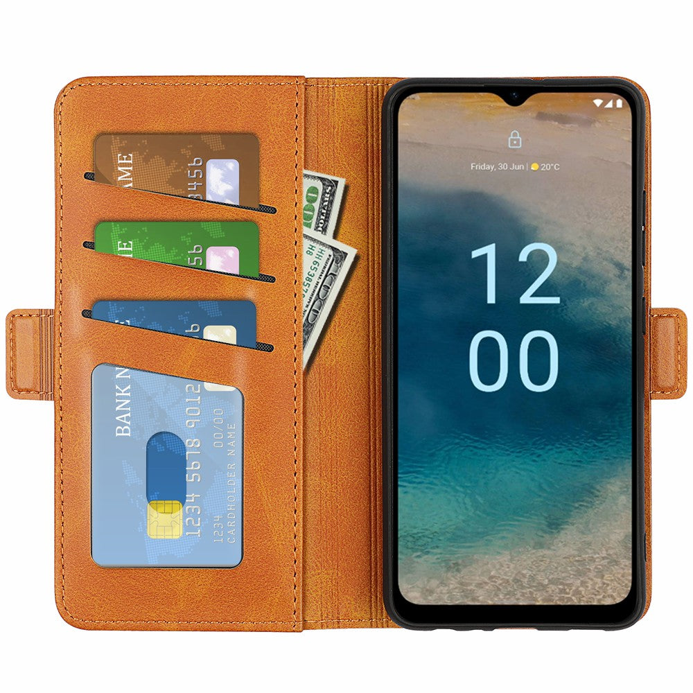 For Nokia G22 Anti-scratch Calf Texture Cell Phone Cover PU Leather Stand Wallet Phone Case
