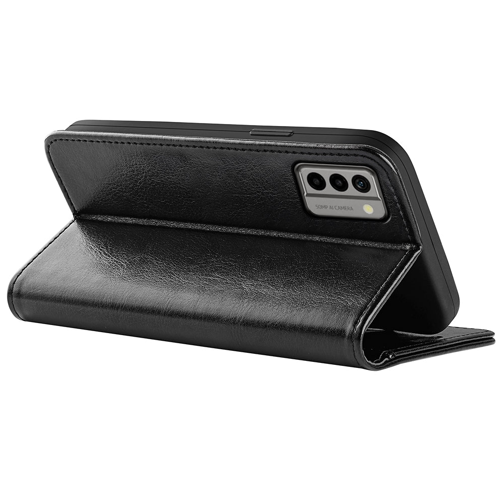 Flip Cover for Nokia G22 Crazy Horse Texture PU Leather Wallet Stand Anti-drop Phone Case
