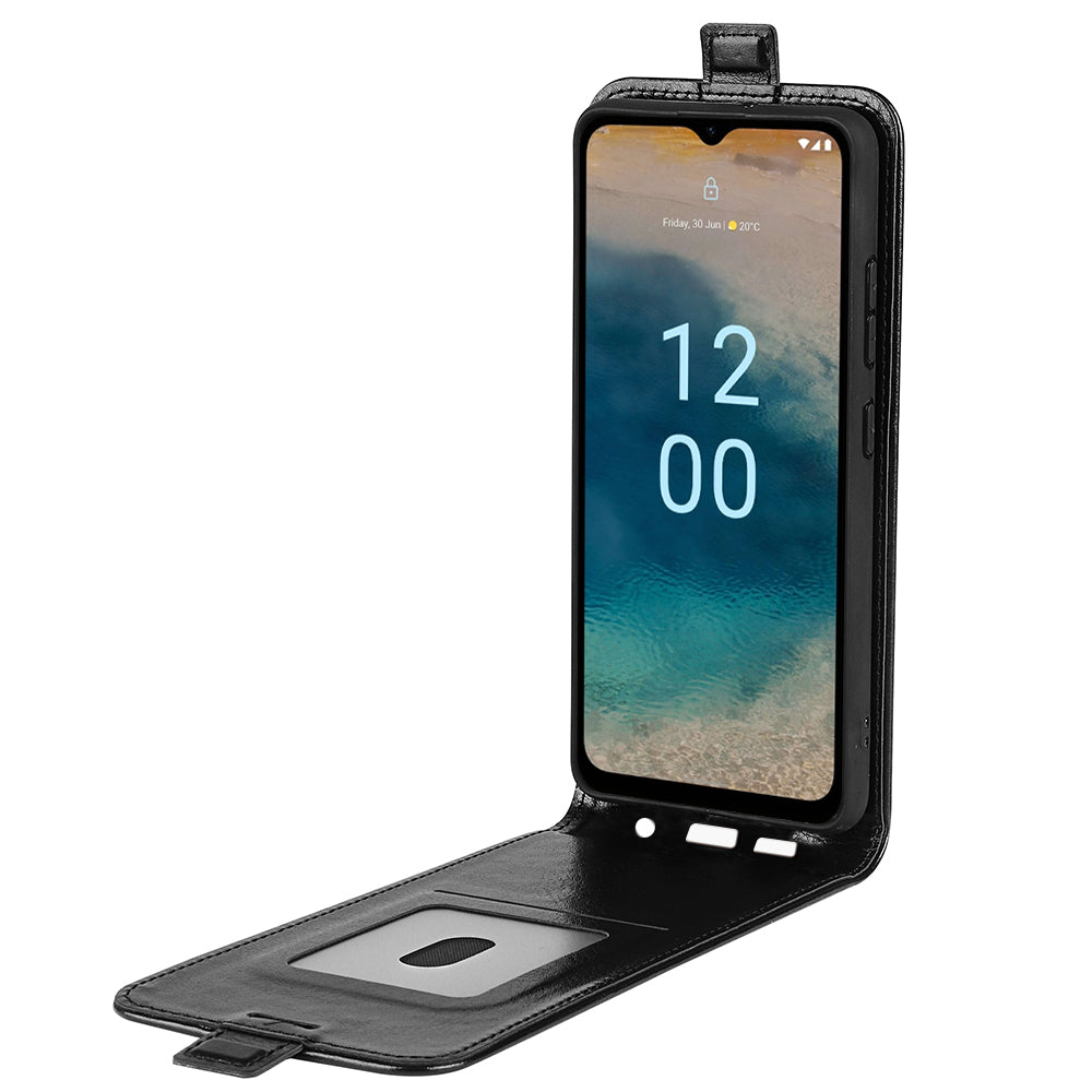 For Nokia G22 Card Holder Vertical Flip Phone Case Crazy Horse Texture Shockproof PU Leather Cover
