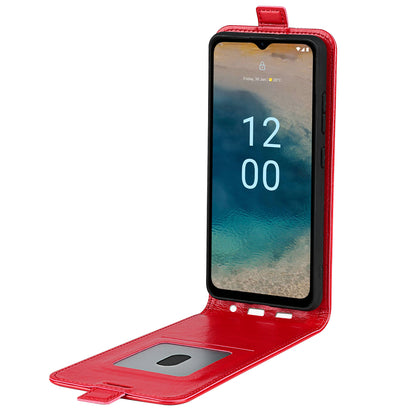 For Nokia G22 Card Holder Vertical Flip Phone Case Crazy Horse Texture Shockproof PU Leather Cover