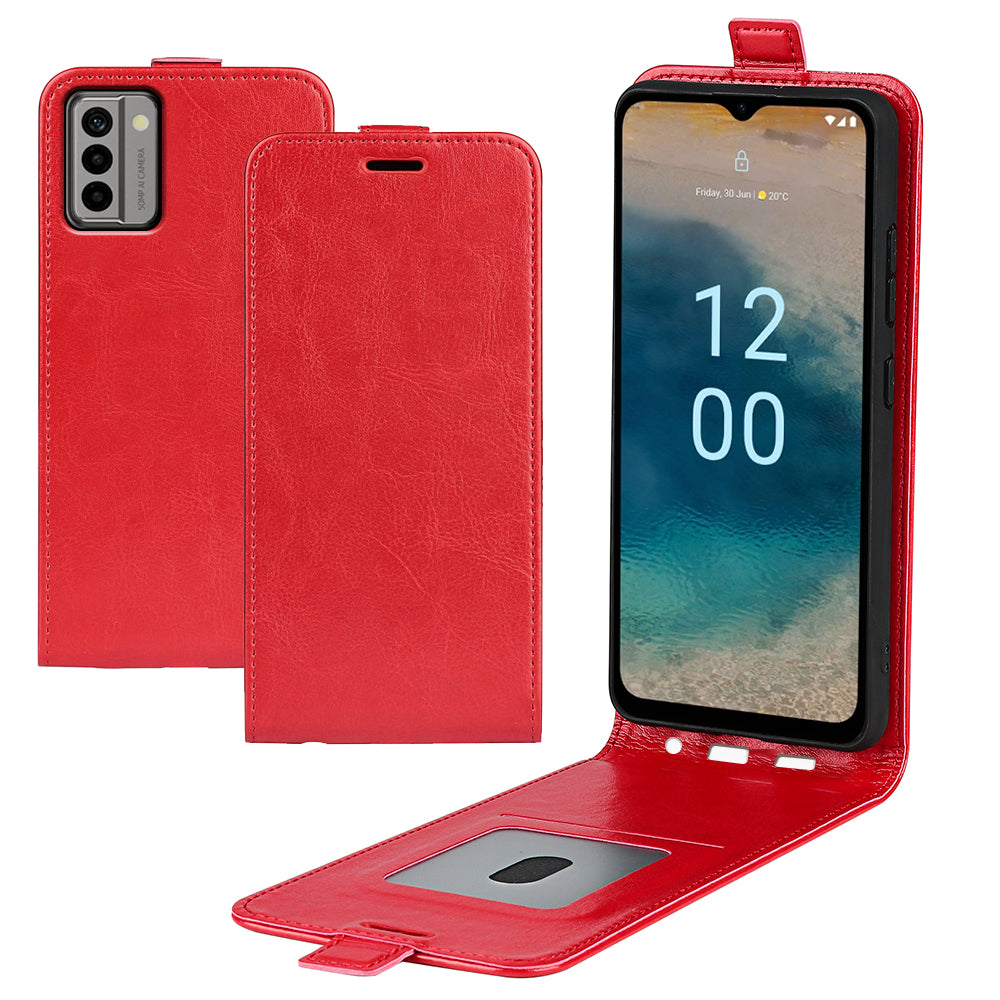 For Nokia G22 Card Holder Vertical Flip Phone Case Crazy Horse Texture Shockproof PU Leather Cover