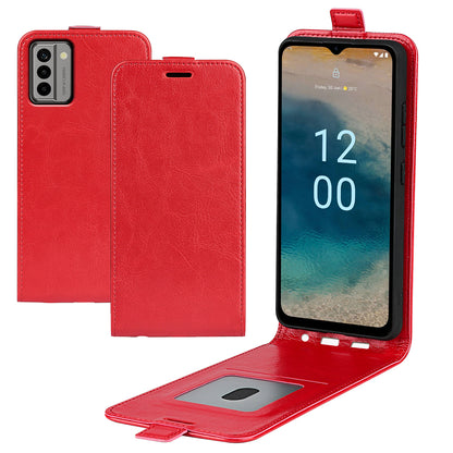 For Nokia G22 Card Holder Vertical Flip Phone Case Crazy Horse Texture Shockproof PU Leather Cover