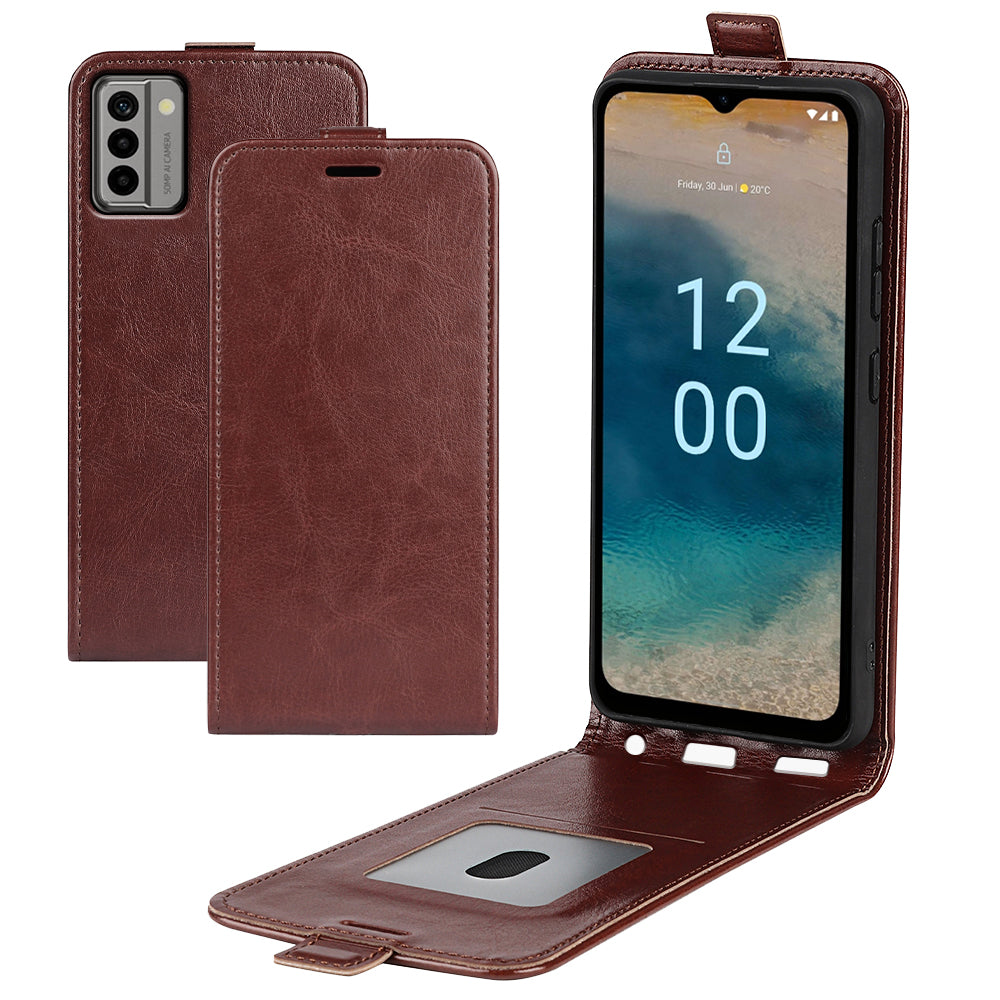 For Nokia G22 Card Holder Vertical Flip Phone Case Crazy Horse Texture Shockproof PU Leather Cover