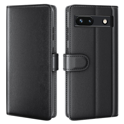 For Google Pixel 7a Genuine Cow Leather Shockproof Phone Case Folding Stand Wallet Protective Cover
