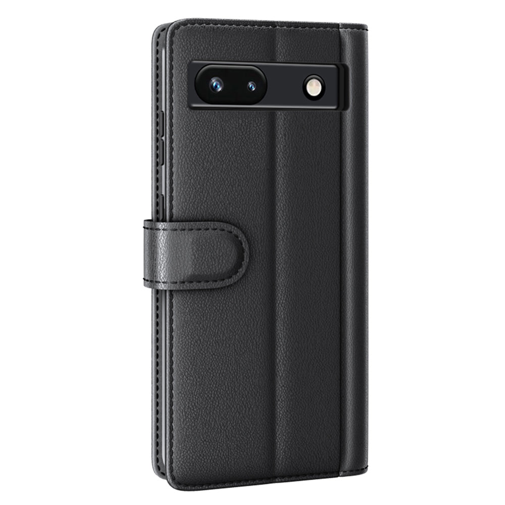 For Google Pixel 7a Genuine Cow Leather Shockproof Phone Case Folding Stand Wallet Protective Cover