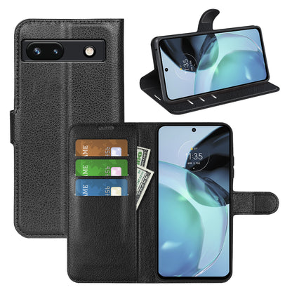 PU Leather Shell for Google Pixel 7a Drop-proof Litchi Texture Phone Case Wallet Stand Flip Cover