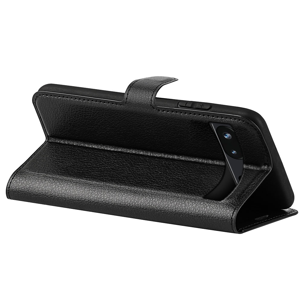 PU Leather Shell for Google Pixel 7a Drop-proof Litchi Texture Phone Case Wallet Stand Flip Cover
