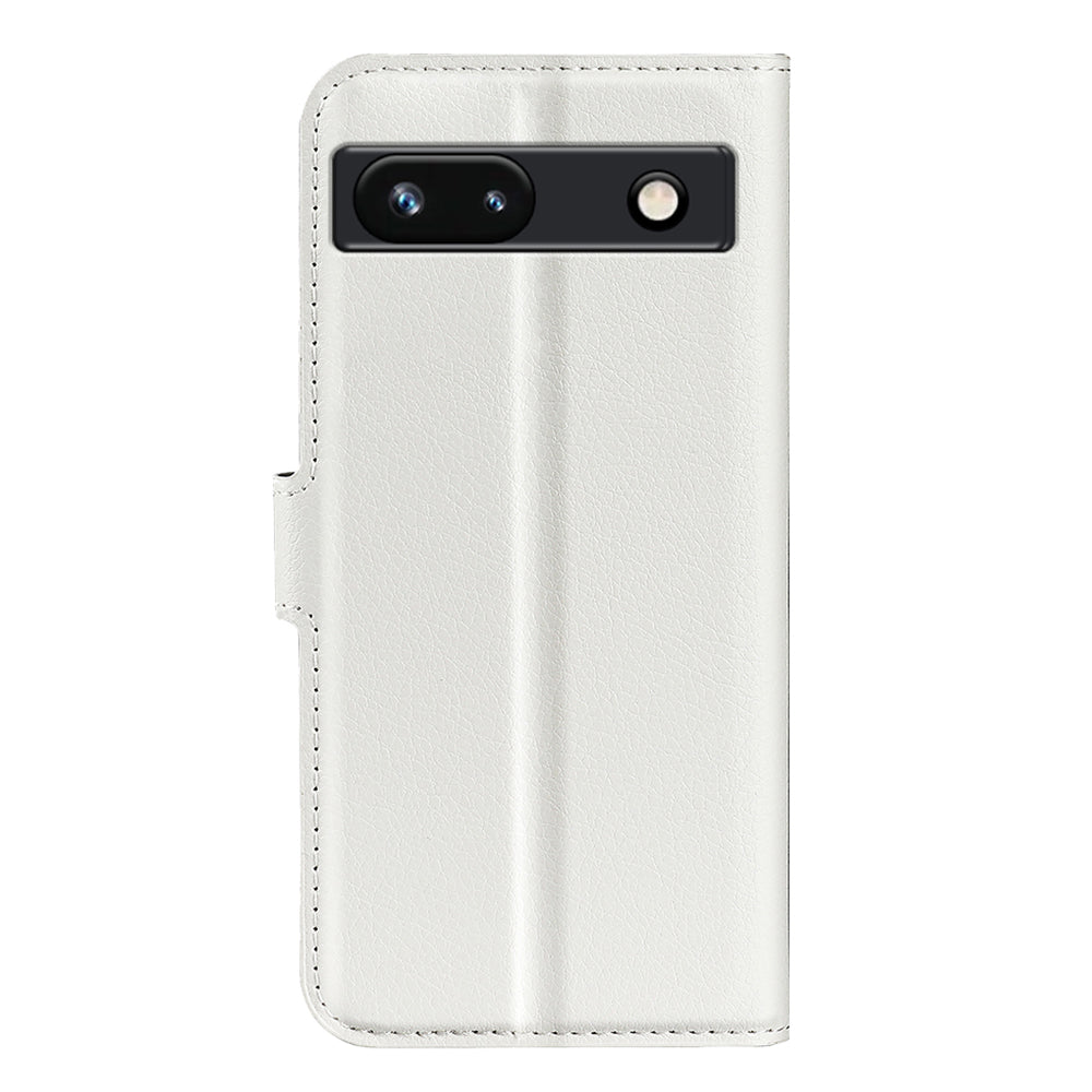PU Leather Shell for Google Pixel 7a Drop-proof Litchi Texture Phone Case Wallet Stand Flip Cover