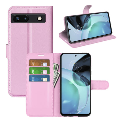 PU Leather Shell for Google Pixel 7a Drop-proof Litchi Texture Phone Case Wallet Stand Flip Cover