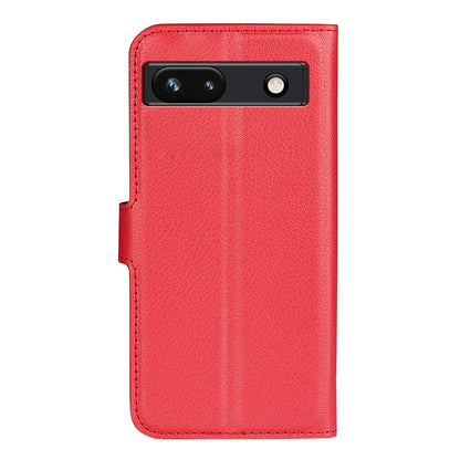 PU Leather Shell for Google Pixel 7a Drop-proof Litchi Texture Phone Case Wallet Stand Flip Cover