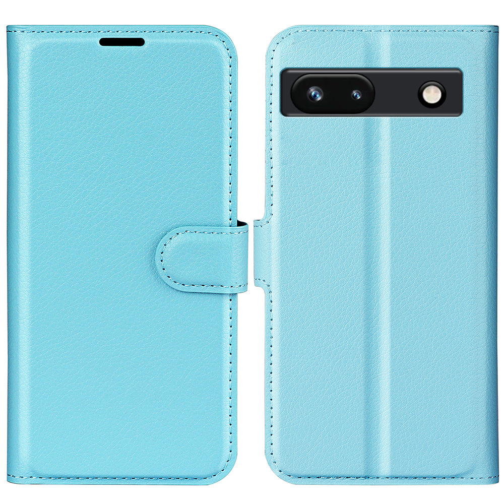 PU Leather Shell for Google Pixel 7a Drop-proof Litchi Texture Phone Case Wallet Stand Flip Cover