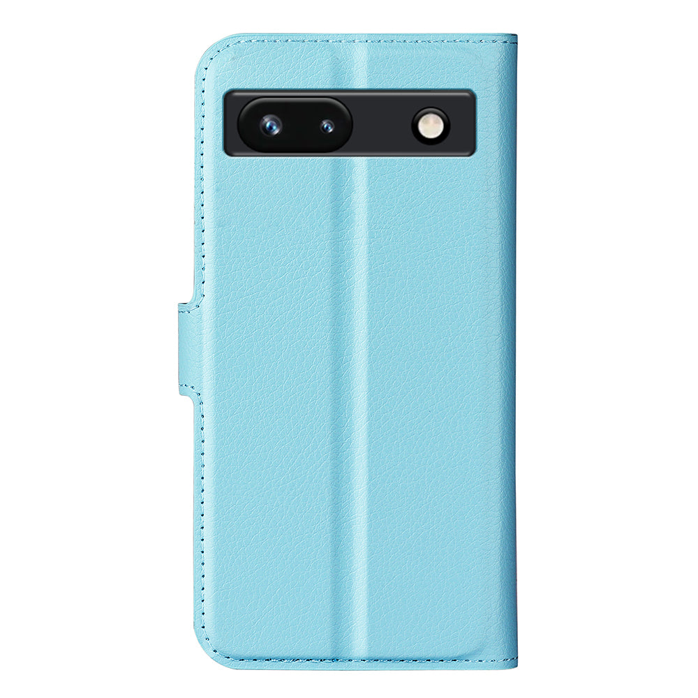 PU Leather Shell for Google Pixel 7a Drop-proof Litchi Texture Phone Case Wallet Stand Flip Cover