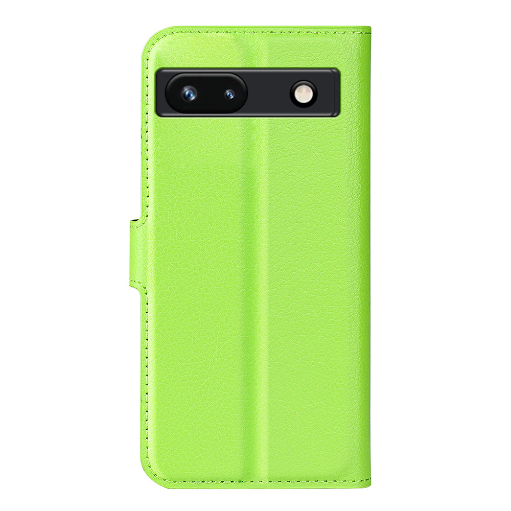 PU Leather Shell for Google Pixel 7a Drop-proof Litchi Texture Phone Case Wallet Stand Flip Cover