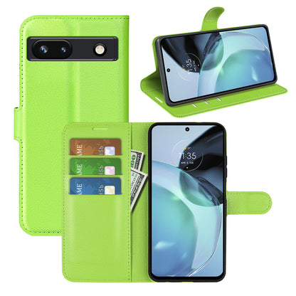 PU Leather Shell for Google Pixel 7a Drop-proof Litchi Texture Phone Case Wallet Stand Flip Cover
