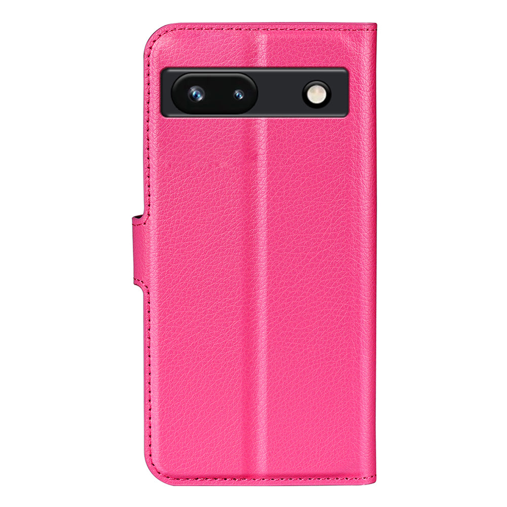PU Leather Shell for Google Pixel 7a Drop-proof Litchi Texture Phone Case Wallet Stand Flip Cover