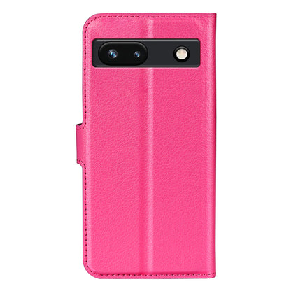 PU Leather Shell for Google Pixel 7a Drop-proof Litchi Texture Phone Case Wallet Stand Flip Cover