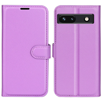 PU Leather Shell for Google Pixel 7a Drop-proof Litchi Texture Phone Case Wallet Stand Flip Cover