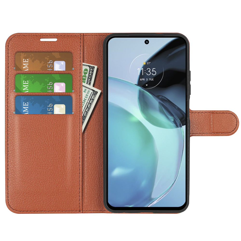 PU Leather Shell for Google Pixel 7a Drop-proof Litchi Texture Phone Case Wallet Stand Flip Cover