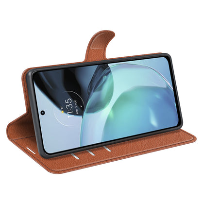 PU Leather Shell for Google Pixel 7a Drop-proof Litchi Texture Phone Case Wallet Stand Flip Cover