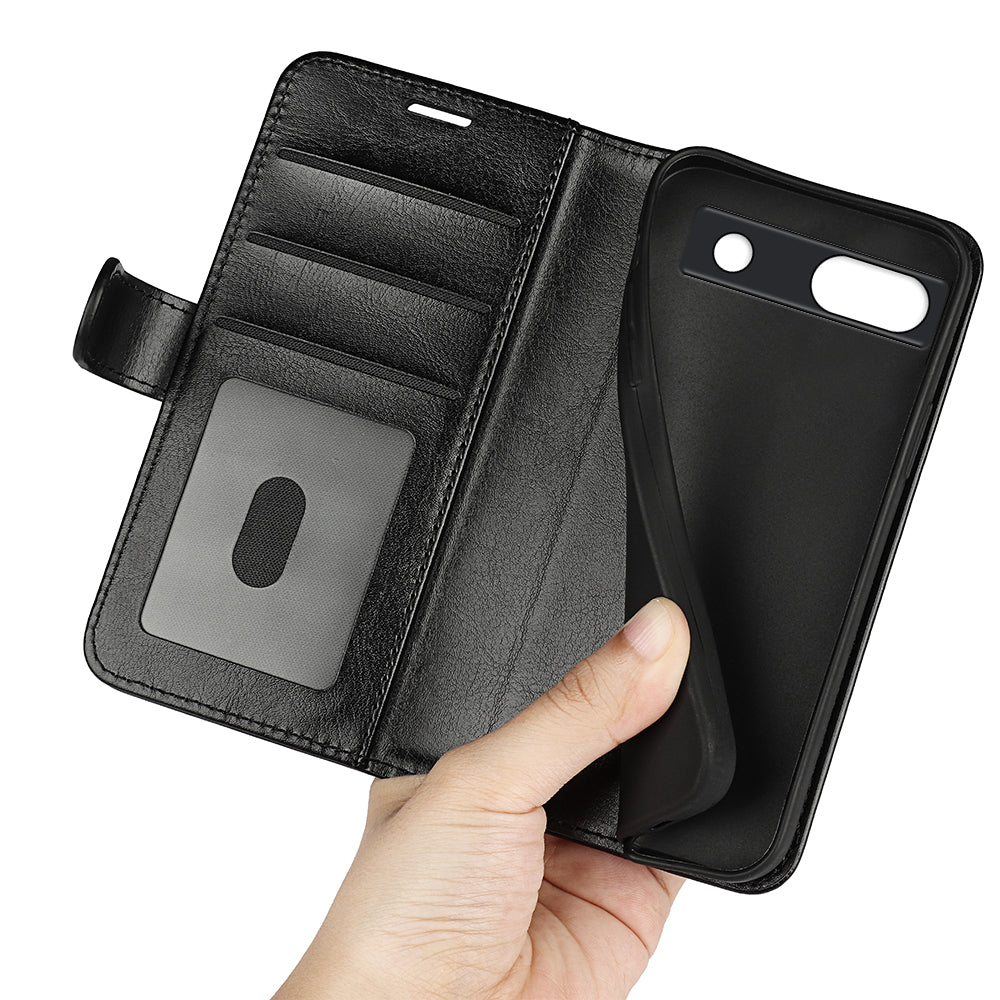 Stand Phone Case for Google Pixel 7a PU Leather Wallet Crazy Horse Texture Flip Cover