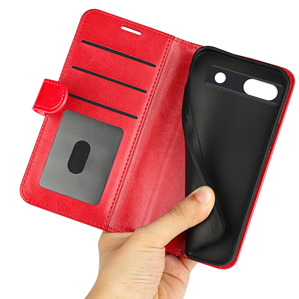 Stand Phone Case for Google Pixel 7a PU Leather Wallet Crazy Horse Texture Flip Cover