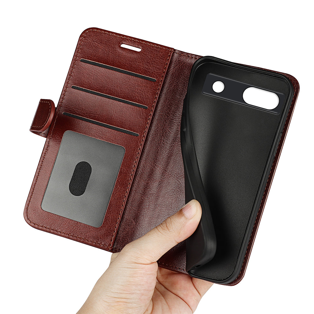 Stand Phone Case for Google Pixel 7a PU Leather Wallet Crazy Horse Texture Flip Cover