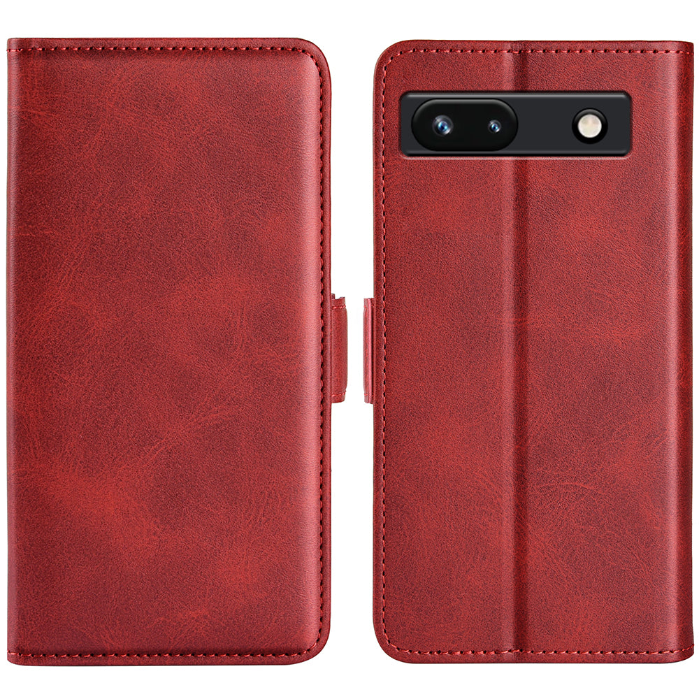 Flip Shell for Google Pixel 7a Calf Texture Cell Phone Cover Stand Wallet PU Leather Phone Case