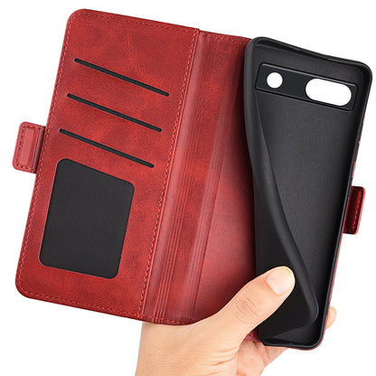 Flip Shell for Google Pixel 7a Calf Texture Cell Phone Cover Stand Wallet PU Leather Phone Case