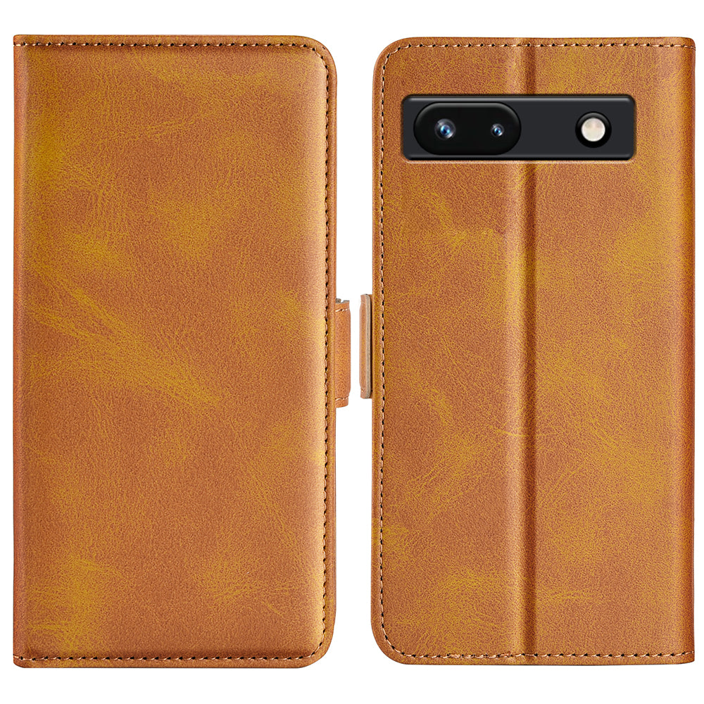 Flip Shell for Google Pixel 7a Calf Texture Cell Phone Cover Stand Wallet PU Leather Phone Case