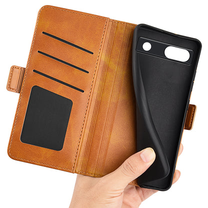 Flip Shell for Google Pixel 7a Calf Texture Cell Phone Cover Stand Wallet PU Leather Phone Case