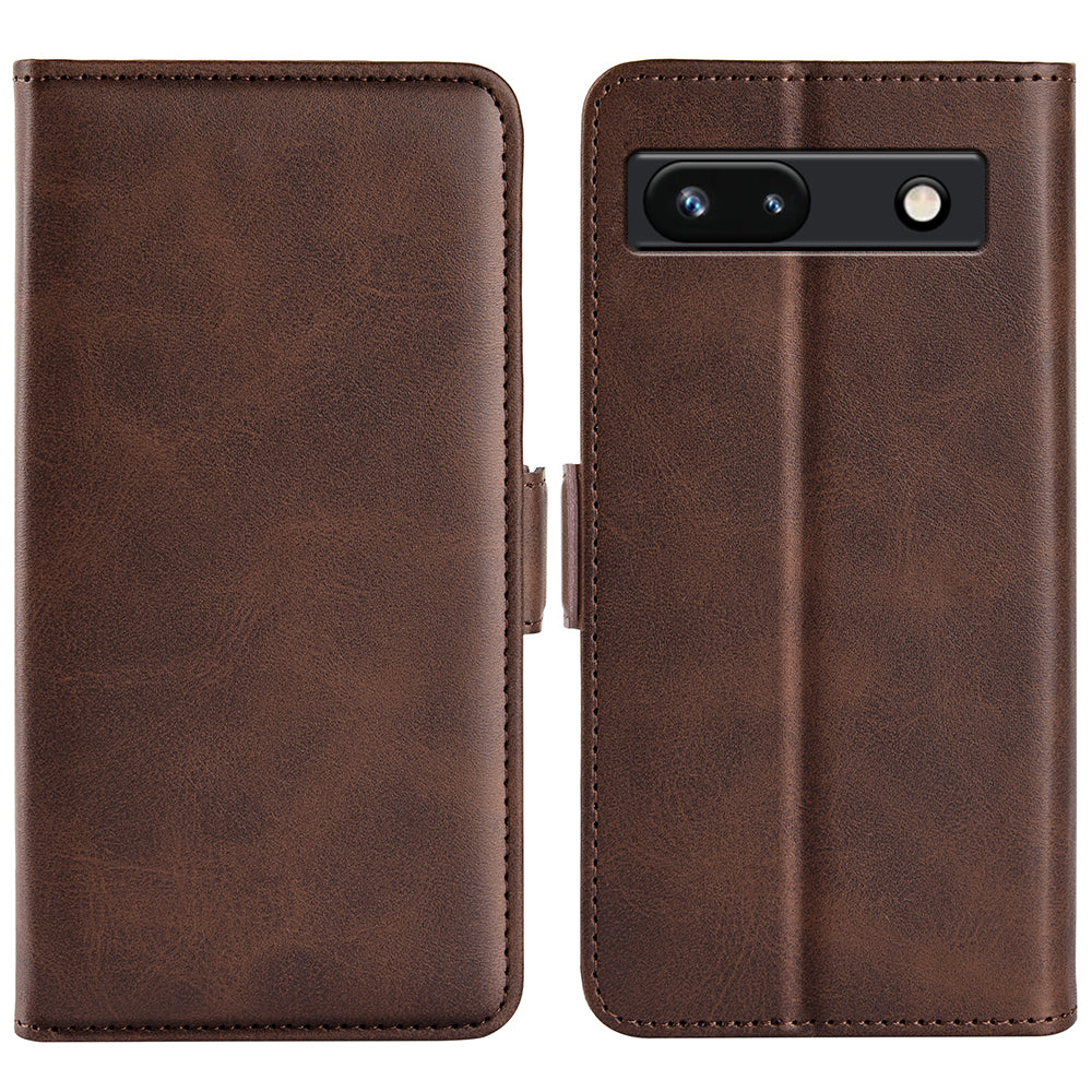 Flip Shell for Google Pixel 7a Calf Texture Cell Phone Cover Stand Wallet PU Leather Phone Case