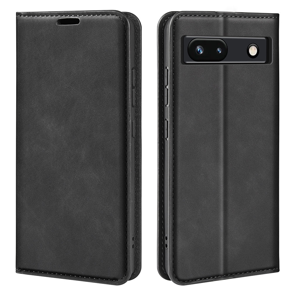 For Google Pixel 7a Magnetic Auto Closing Wallet Leather Phone Case Skin-touch Stand Anti-drop Shell