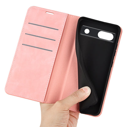 For Google Pixel 7a Magnetic Auto Closing Wallet Leather Phone Case Skin-touch Stand Anti-drop Shell
