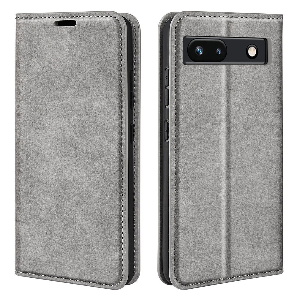 For Google Pixel 7a Magnetic Auto Closing Wallet Leather Phone Case Skin-touch Stand Anti-drop Shell